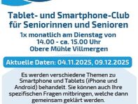 📱 Tablet- und Smartphone-Club für Seniorinnen und Senioren Obere Mühle Villmergen